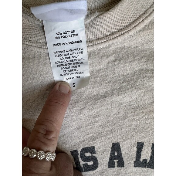 Junk Food Cropped Sweatshirt All You Need Is A Little Bit‎ Of Happiness Beige SM - Picture 8 of 14